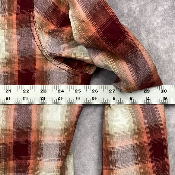 Wrangler Retro Premium Western Pearl Snap Shirt Mens XL Maroon Plaid Rustic Gorp - Picture 10 of 11
